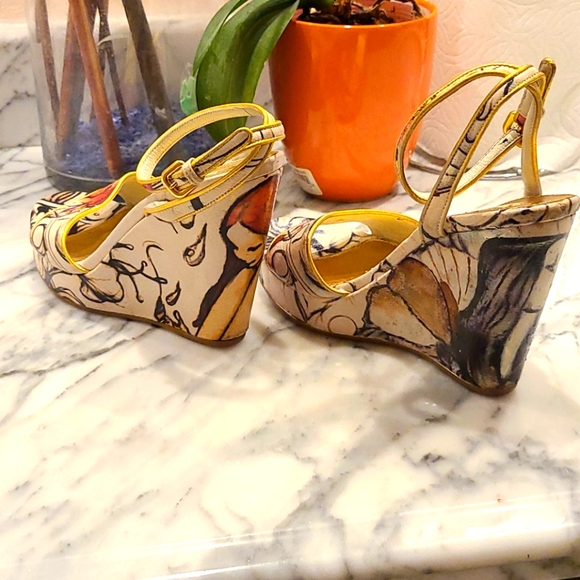 Prada Cervo Lux Print Wedge Sandals - Fairy Runway - Picture 2 of 13